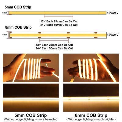 100lm/w DC 12V24V 8mm 320leds Blauw Flexibel COB Led Strip Light voor Kasten Slaapkamer Keuken Verlichting Decoratie