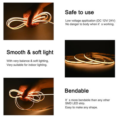 384 chips/m COB Hoog licht DC12V24V Warm 3000K Led Strip Light voor TV-achterlichtkast