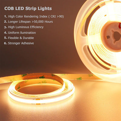 3- Hoge helderheid COB Led Strip Light 480leds 8mm10mm 3000K4000K6500K Warm natuurlijk wit
