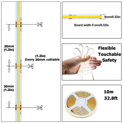 Geen waterdicht 12V24V 8mm10mm 480Leds 6500K Wit CE RoHs Flexible COB LED Strip Light