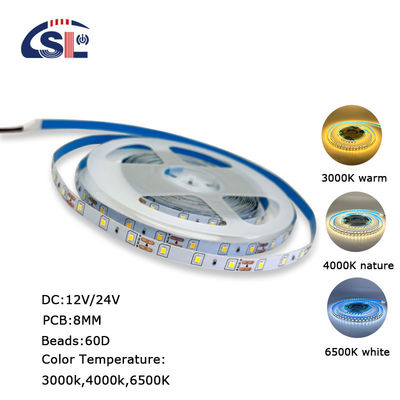 Flexibel DC12V24V 8mm10mm 60leds 3000K Warm White Die-Board SMD2835 voor Hotelverlichting