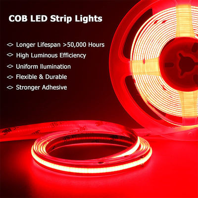COB Led Strip Light IP20 8mm 12V24V 480leds Rood voor binnen- en buitenversiering