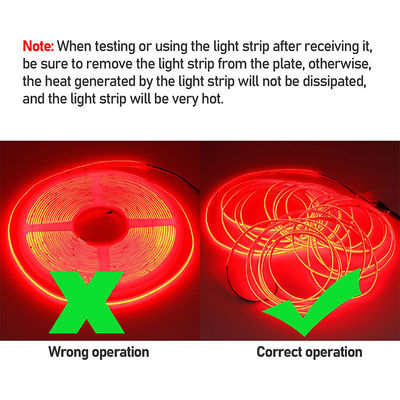 COB Led Strip Light IP20 8mm 12V24V 480leds Rood voor binnen- en buitenversiering