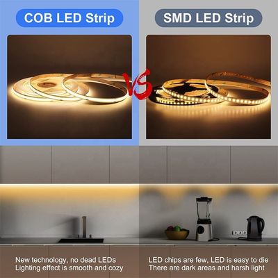 Waterdicht COB Led Strip Light IP20/IP65 8mm 12V24V 320Leds 2700K Een centimeter snijden 3-