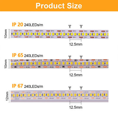 Waterdicht SMD2835 LED Strip Lights 240leds 8mm 24v 12v 3000K 4000K 6500K IP67 IP65 IP20
