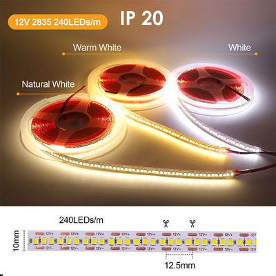 Waterdicht SMD2835 LED Strip Lights 240leds 8mm 24v 12v 3000K 4000K 6500K IP67 IP65 IP20