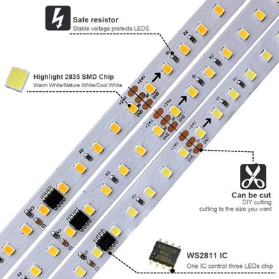 12v24v 8mm 120leds 4000K natuurlijk elektroplate SMD2835 led band licht met dimmer