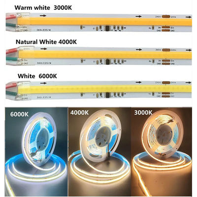 12v24v 8mm 360leds 4000K White COB SMD2835 Led Strip Light voor veelzijdige toepassingen
