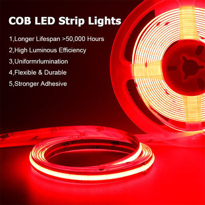 Hotel COB LED Strip Light 12V 24V 8mm 10mm 480 LED's Rood voor binnen- en buiteninrichting