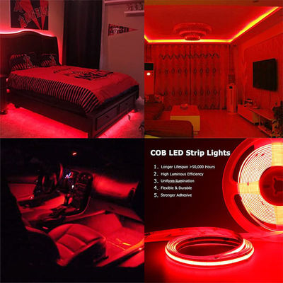 Hotel COB LED Strip Light 12V 24V 8mm 10mm 480 LED's Rood voor binnen- en buiteninrichting