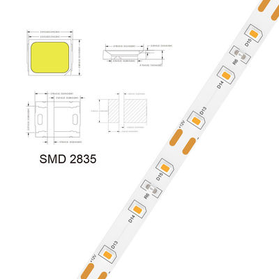 5V 8mm 320LED's 4000K IP65 1cm One Cut Waterproof Electroplate COB Flexible LED Strip Light