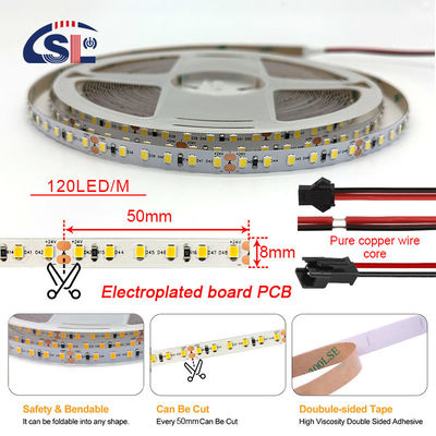 Residentiële LED-lichtstrook DC12V 24V SMD2835 Elektroplate PCB 120Ds 8mm Ra 80 3000K