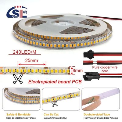 DC12V / 24V SMD2835 Elektroplate PCB 240Ds 8mm Ra 80 4000K LED lichtstrook voor thuis