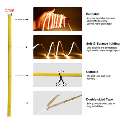 CE RoHs IP44 Ra80 COB Led Strip Light 8mm Breedte 110V/220V 320Leds 3000K4000K6500K 3
