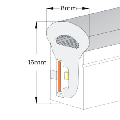 Top Buigbare Warm White Neon Flex DC 12V IP65 Waterdicht 8x16mm 120 LED's/M Volledige bundel