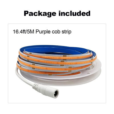 3000K Ra90 High Density Flexible COB LED Strip Light 12V24V 320leds 8mm Breedte Paars
