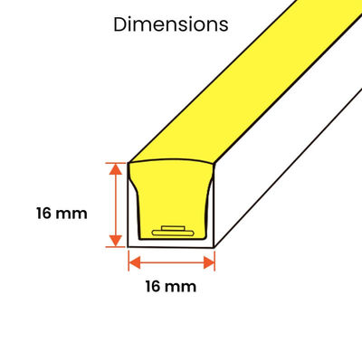 4100K 48V 16x16mm Platte vorm Verticaal buigen IP65 Waterdicht LED Neon Flex 3000K