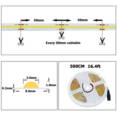 8mm10mm breed DC12V24V 3000K4000K6500K flexibel COB Led Strip Light met materiaal