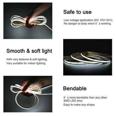 DC 12V24V 8mm10mm Breedte 320Leds 6500K Wit Hoge Helderheid Flexible COB Led Strip Light voor Keuken Woonkamer