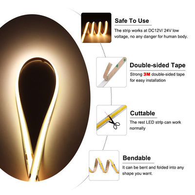 50000 uur werktijd CCT DC12V24V 8mm 10mm 576Leds 3000K-6500K Flexible COB Led Strip Light