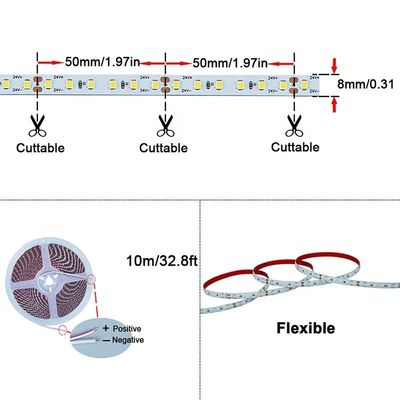 110V220V 8mm 120 leds 3000K4000K6500K Warm Wit Natuurlijk Wit Galvaniseren SMD2835 Led Strip Licht