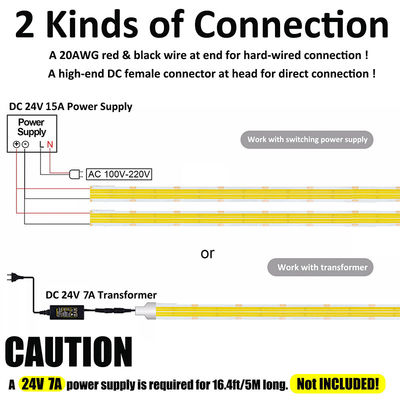DC12V24V 8mm10mm 320leds 3000K Warm flexibel COB Led Strip Light voor binneninrichting