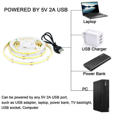 Hotel 5V 8mm 320leds 4000K Natuurlijke 1cm één snit IP65 Waterdicht Elektroplate flexibel COB Led Strip Light