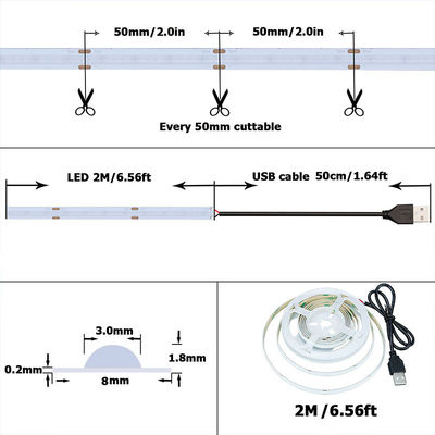 320leds 8mm Blauw flexibel COB Led Strip Light voor binnen- en buitenversiering -20 60C