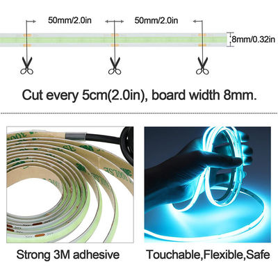12v24v 8mm 320leds Ice-Blue flexibel COB Led Strip Light voor verlichting en circuitontwerp