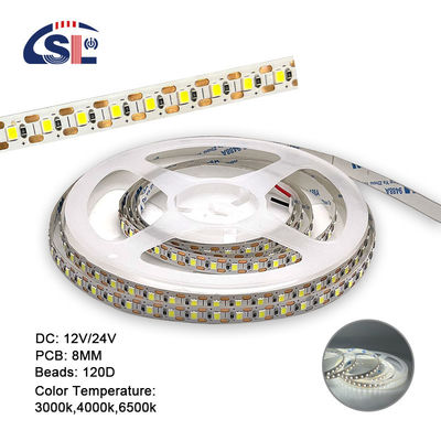 2200 lm Hoge helderheid 2835 120 led/m LED-strook 8 mm Breedte 12V 24V Single Cut Light Strip