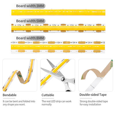 Hoge helderheid DC12V24V 8mm10mm 480Leds 3000K Warm COB Led Strip Light NO-waterdicht