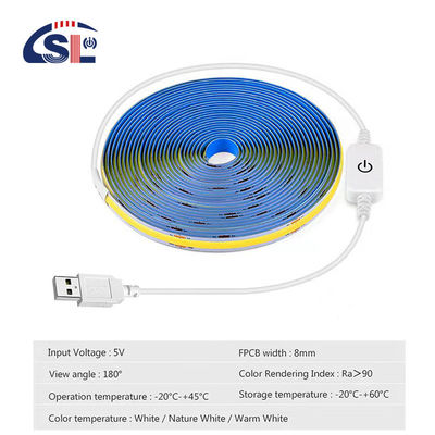 5V DC Input Kopermateriaal COB 320LED's IP20 Ra 90 LED lichtstrook voor huisverlichting