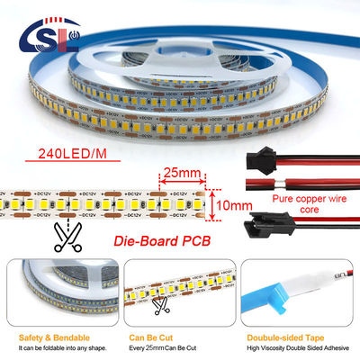 DC12V/24V 10mm 240led 2835 SMD LED strips Cuttable Flexible Light Strip met dimmer