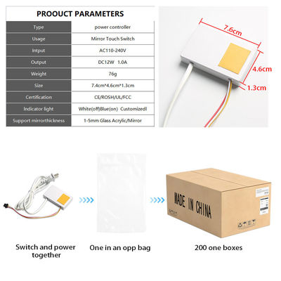12V 1A 12W Badkamer Smart Mirrors Eenkleurige Touch Sensor Switch met eenvoudige installatie
