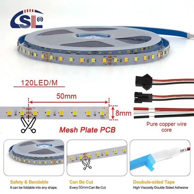 120 leds CCT Led Strip Light 2700k-6500k 5/10M/Roll 12/24V DC Invoerspanning DC 24V