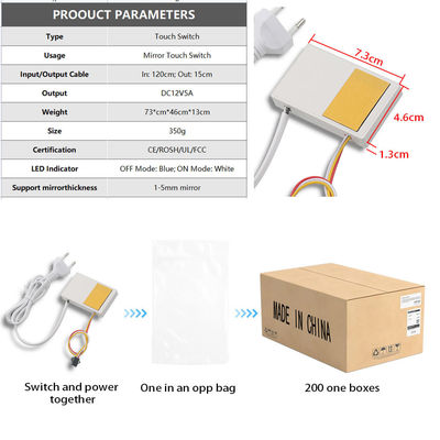 12V 1A 12W Customized Special Integrated Touch Sensor Switch voor Badkamer Vanities Mirrors