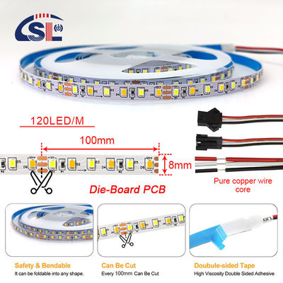 Interieur decoratie Hoge helderheid 12v24v 10mm 120leds 3000K-6500K CCT Flexible Dual Color COB Led Strip Light