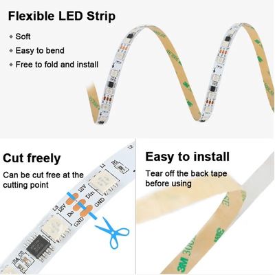 12V WS2811 60Leds Magic Digital Multi Color 5050 Adreseerbare RGB LED Strip Pixel Warm White IP20 Decor Controller