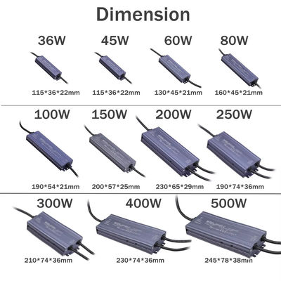 24V Invoerspanning LED-lichttransformer IP67 waterdicht voor buiten 60W 200W 400W 500W