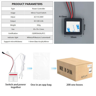 Gepersonaliseerde badkamer Smart Mirror LED Dimmer Touch Sensor Schakelaar 12V 60W Een knop