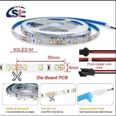 DC12V SMD2835 60D 8mm 1100-1200LM 12000K Ra70 Die-Cutting Board LED-lichtstrips voor slimme spiegels