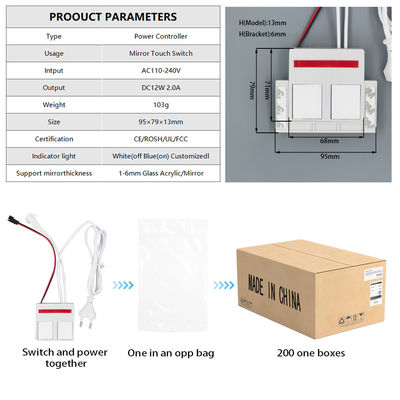 110V 240VAC 12W24W Single/Three Color LED Mirror Touch Dimmer Sensor met 2 sleutels