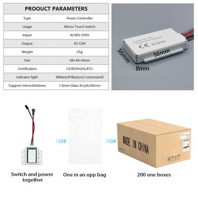 110V 240VAC LED Strip Light Controller Touch Button Wandschakelaar voor Smart Mirror