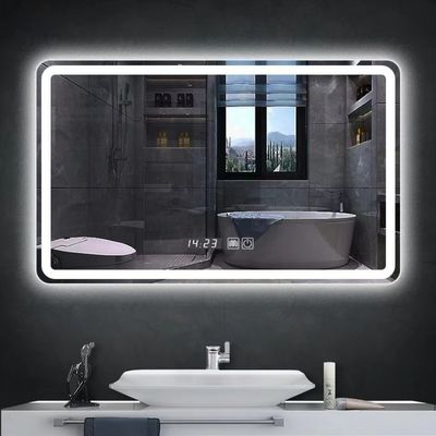 Vierkante wand gemonteerde LED badkamerspiegel met lichten 3000-6000K Dimming Anti-fog