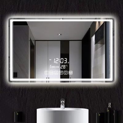 Vierkante wand gemonteerde LED badkamerspiegel met lichten 3000-6000K Dimming Anti-fog