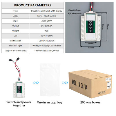 Tijd Temperatuur Display LED Licht Spiegel Touch Sensor Staploze dimmer Schakelaar Of de slim Ja