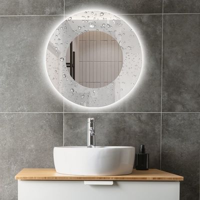 Touchscreen LED badkamerspiegel met grote sensor schakelaar en moderne design stijl