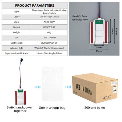 60W 5A DC12V Single Color Double Touch Sensor Switch voor spiegelradar Inductive LED