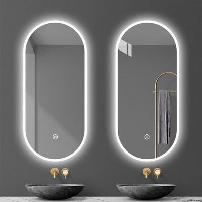 Zilveren lenzen Materiaal Touch Control Led Retail Beat-room Mirror voor thuis badkamer