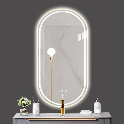 Zilveren lenzen Materiaal Touch Control Led Retail Beat-room Mirror voor thuis badkamer